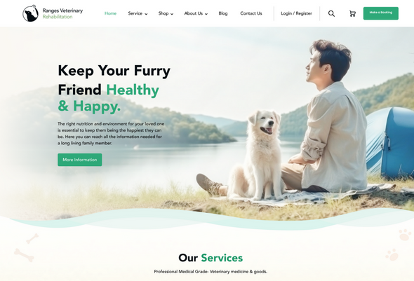 Screenshot of Veterinary Rehabilitation Website designed and developed by Bluifre